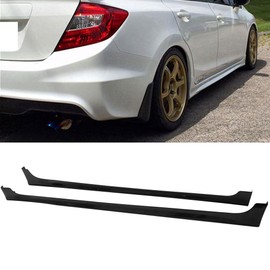 Side Skirts Compatible With 2012-2015 Honda Civic, 9th 4Dr Side Skirts Rocker Panels Pair -ABS by IKON MOTORSPORTS, 2013 2014