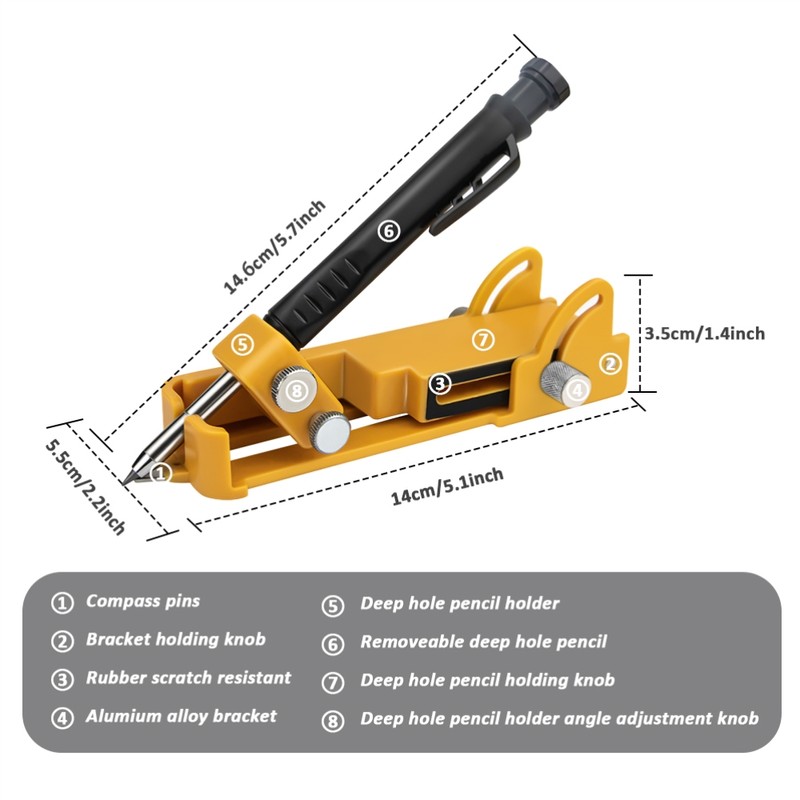 Multi Function Scribing Tool Aluminum Alloy Scribe Tool with Deep