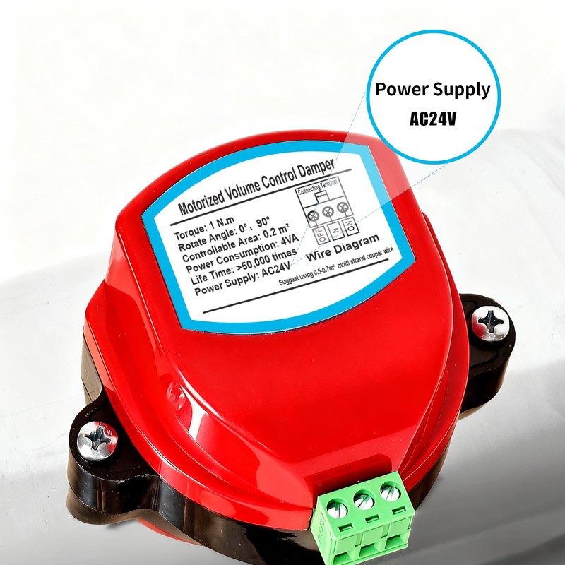 ZOWZEA 6" Motorized Duct Damper,On/Off Backdraft Damper Control, Stainless Steel