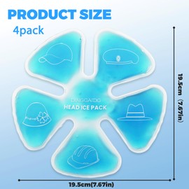 Reusable Cooling Gel Ice Packs for Hats, Adjustable Cold Therapy Headband Inserts for Hard Hats, Sun Hats, 4-Hour Relief for Construction Workers, Migraines, Heat Stroke Prevention (Teal)