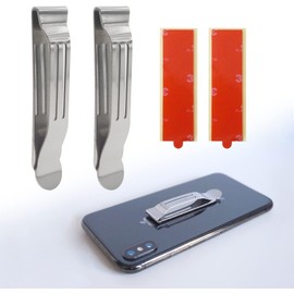 Clip de bolsillo universal fijable, paquete de 2 clips adhesivos para cinturón de acero inoxidable para teléfonos inteligentes, teléfono celular, clip de cadera, clip de metal ligero para bolsa de cinturón, funda GPS Walkie-Talkie