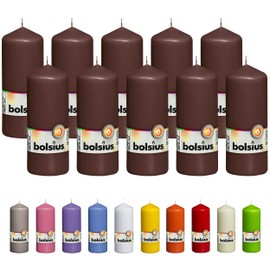 BOLSIUS 10 Maroon Pillar Candles - 2.25 x 6 Inches - Premium European Quality - Individually Wrapped - 42 Hours Burn Time - Dripless Smokeless Unscented Dinner, Wedding, Party, & Restaurant Candles