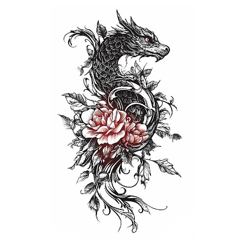 6 Blätter Temporary Drache Tattoo Drachen Tattoo Arm Tattoo Fake