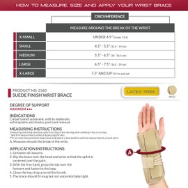 OTC Wrist Brace, Soft-Fit, Suede Finish, X-Large (Left Hand)