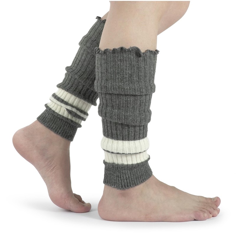BomKinta Stripe Leg Warmers Women - Cute Footless Socks -