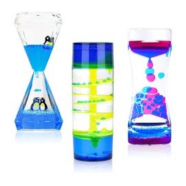 MATIRISE Liquid Motion Bubbler for Kids and Adults - Set of 3 Sensory Fidget Toys - Calming Stress Management and Sensory Play - Colorful Liquid Timer for Perfect Desk Décor