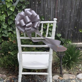 Big Decorative Silver Ribbon Pull Bows with Long Tails - 9" Wide, Set of 6, Christmas, Wedding Decor, Anniversary, Reception School Dance, Birthday, Shower