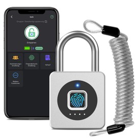 Eseesmart Fingerabdruck Schloss - Vorhängeschloss Fingerabdruck mit Kabel, Smart Lock with Bluetooth APP, Smart Schloss Wasserdicht für Schrank Helm Fahrrad Haus