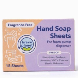 Brave Planet Hand Soap Sheets Fragrance-Free – Eco-Friendly Unscented Sheets for Hand Washing & Sanitization with Powerful Cleaning Action –Must-have Travel & Camping Essentials – 15 Sheets