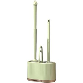 Basaza White 4 in 1 Toilet Bowl Brush and Holder Set Silicone Toilet Brush Toilet Cleaner Brush for Bathroom White Bathroom Accessories Floor Standing or Wall Mounted Toilet Scrubber Brush - Color: Light Green