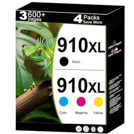 910XL - Cartuchos de tinta compatibles con HP 910 XL Combo Fit para impresoras 8015e, 8025e, 8020, 8028e, 8025, 8010, 8035, 8030, 8035e, 8034e, 8028 8022e 8015 (4 paquetes, cian, magenta, amarillo