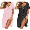 Ekouaer 2 Pack Nightgowns for Women Short Sleeve Button Sleepshirt