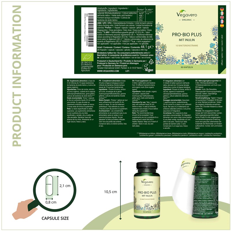 Probiotics & Prebiotics Vegavero® | 100% Organic | 10 Strains