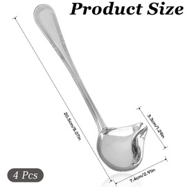 Set of 4 stainless steel sauce spoons, 20.5 cm, sauce ladle with pourer, silver ladle, drizzle spoon, soup spoon, sauce ladle, sugar spoon, sauce spoon for spoons, sauces and sauces