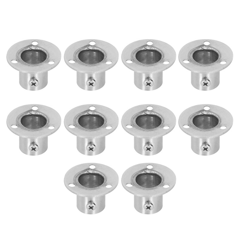 10Set Flanged Holder Base Thicken Stainless Steel Closet Rod Tube