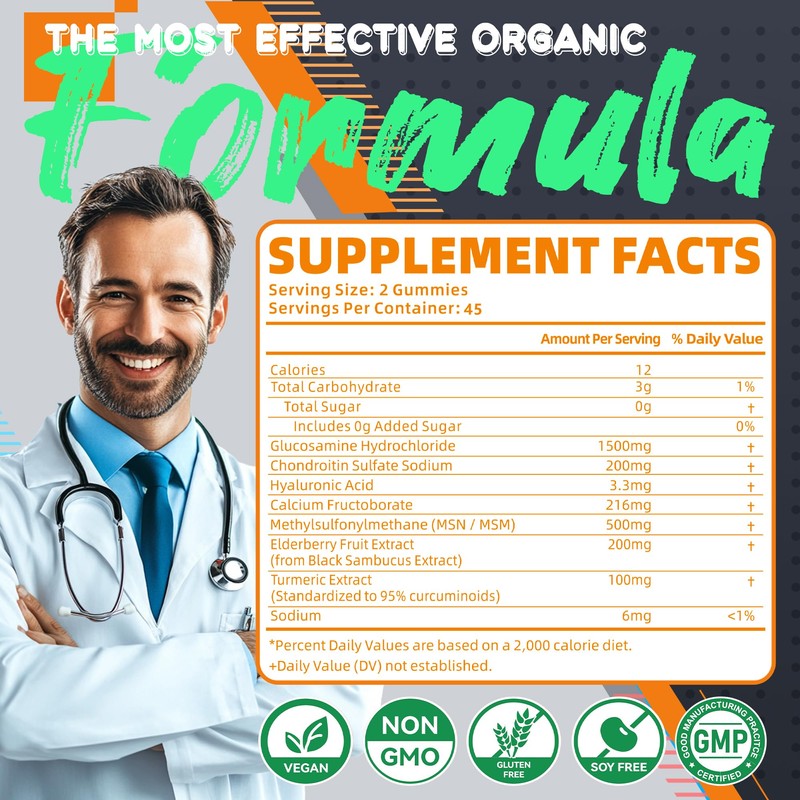 Glucosamine Chondroitin Gummies orange-2pack