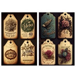 Jamie's bargain store 8 Vintage Style Tags Junk Journal Scrapbook USA Seller