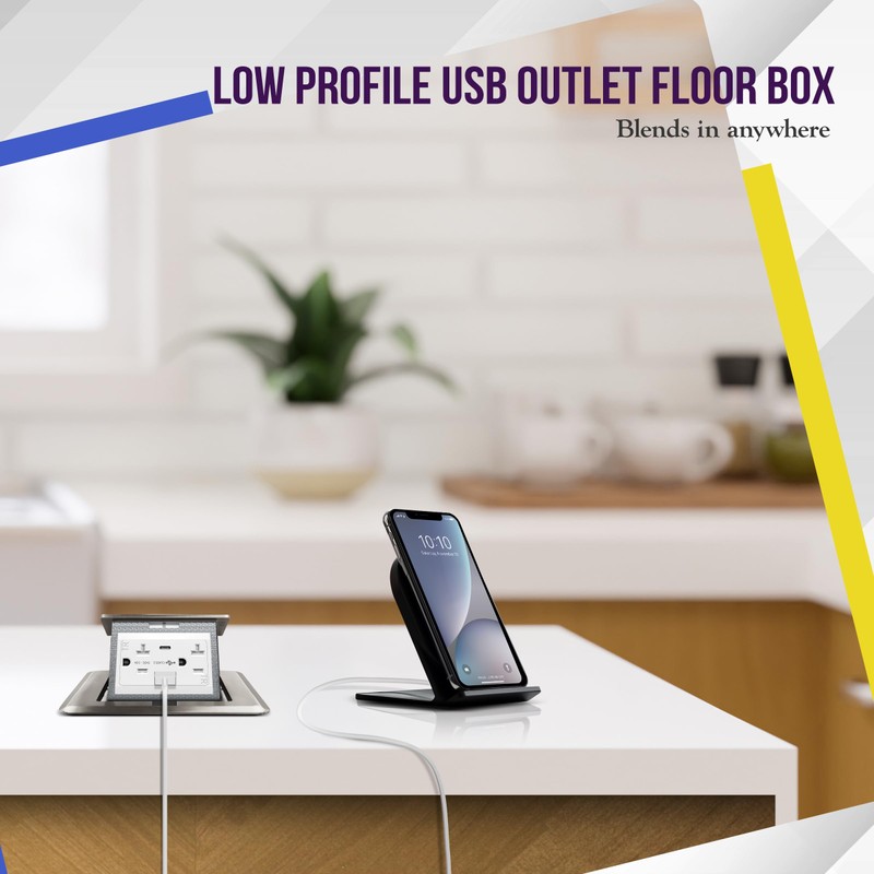 ENERLITES Soft Pop-Up Square Floor Box Kit, 20A Tamper-Resistant Receptacle