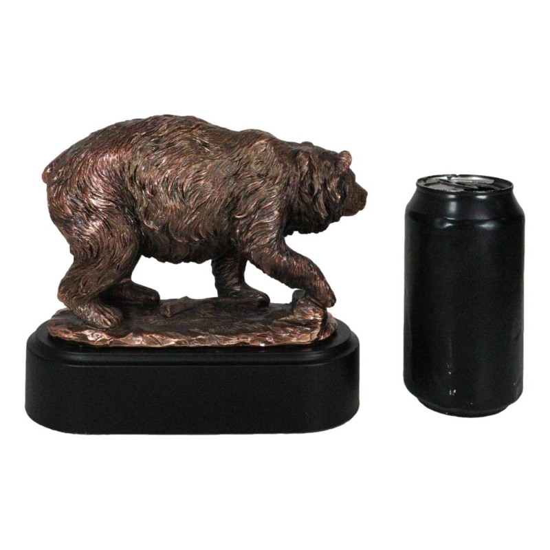 Walking Bear Statue - Bronze Electroplated 7"L Figurine Wild Life