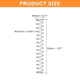 uxcell 5Pcs Compression Spring, Wire Diameter 0.024", OD 0.31", Free Length 1.97" 304 Stainless Steel Coil Mechanical Compressed Spring, Silver