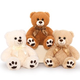MorisMos Bulk Teddy Bear Stuffed Animal Plush Toys-3 Packs Plush Teddy Bears Bulk,White/Tan/Brown Teddy Bear Baby Shower for Kid,Small Stuffed Teddy Bear Stuffed Animals for Chiristmas,13.8 inches