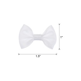 MECCANIXITY 100pcs White Bow Ties 1.5" x 1" Mini Bowknot for Crafting Little Satin Bows Bulk for DIY Sewing Scrapbooking Wedding Gift Present Home Decoration
