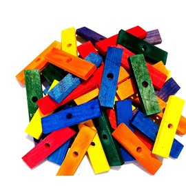 Wooden Color 50 Blocks 3" Long for Parrot Bird Toy Cage Toys Medium Size Fantastic to chew