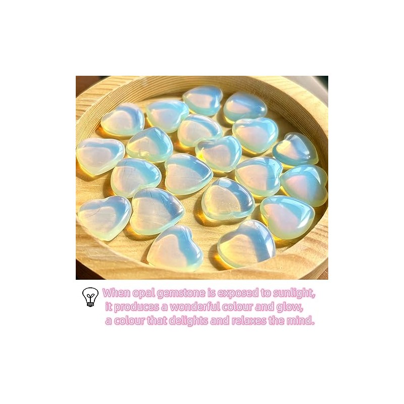 XIANNVXI XIANNVXI 20 Pcs Opal Crystal Heart Stones Opalite Healing
