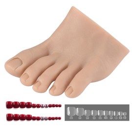 Yeefairy Realistic Silicone Fake Half Foot Female Nursing Mannequin Foot with 524 Pcs Nails, Practice Model Acrylic Nails Art Training Toes Soft Prosthetic Manicure Tool Tattoo (Left, Beige)