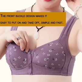 Daisy Bra for Seniors, Front Snap Closure Bras, Front Snaps Daisy Bras for Older Women (Stripe-White,6XL)