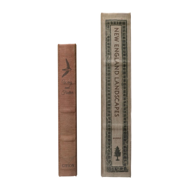 Creative Co-Op MDF & Canvas Book Storage Boxes, Set of