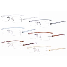 Eyekepper 6-Pack Mix Color Small Lenes Rimless Reading Glasses Women - Frameless Reader Eyeglasses for Men Reading +1.50