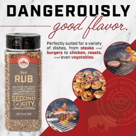 The Rub Seasoning for Steaks, Burgers, Fish, Chicken, and Veggies 10oz 2-pack, A Seasoning Blend of Zesty Garlic Pepper, Rich With Exotic Porcini Mushrooms and Tellicherry peppers For Meats and Seafood - by Second City Prime