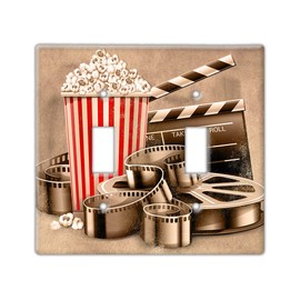 Decorative Wall Switch Cover Plate - Vintage Cinema Decor Switch Plate - Beautiful and Perfect for Movie Theatre and Home Entertainment Room (Double Toggle Switch Cover)