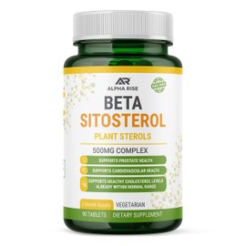 ALPHA RISE Beta Sitosterol - 500mg Tablets - Non-GMO - Support Prostate and Healthy Cholesterol Levels - Phytosterols Complex - Natural Plant Sterols and Stanols