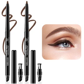 Wugbc 2 Pcs Brown Gel Eyeliner, Waterproof Eyeliner Pencil Smooth and Soft Glide, Precision Waterline Eye Liner Pen Gel Cream Texture High Pigment with Sharpener and Effective Smudger