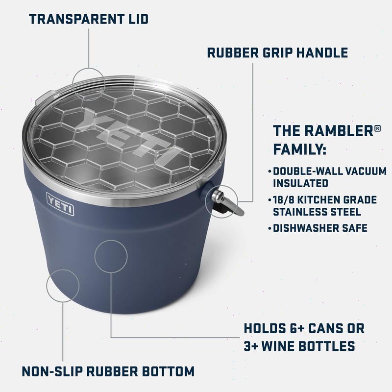 YETI Rambler Beverage Bucket, Double-Wall Vacuum Insulated Ice Bucket with