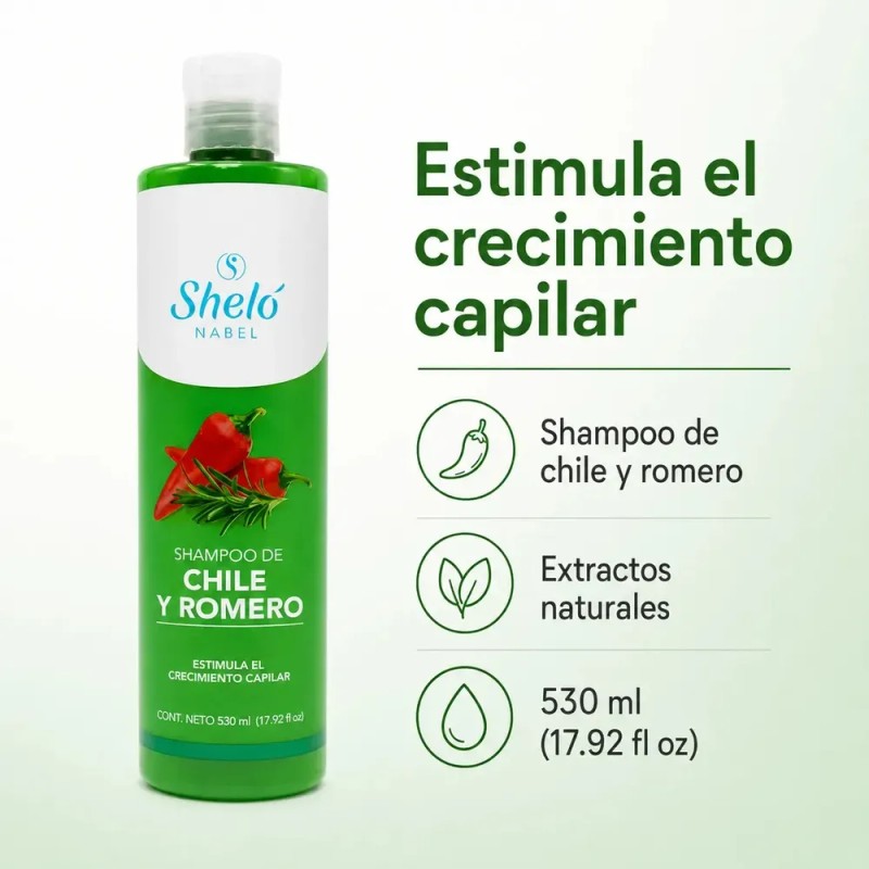 Shelo Shampoo Chile Y Romero Crece Cabello Caida Suaviza 530mL