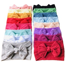 Baby Girl Bows Nylon Headbands Jacquard Design for Newborn Infant Toddler Little Girls (16-Pack)