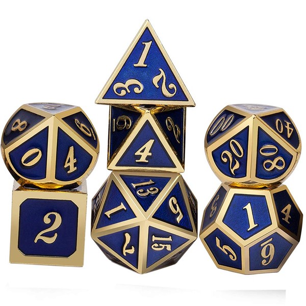 Yourandoll 7 Pieces Zinc Alloy Metal Dice Polyhedral Dice D20