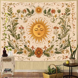 Spenlife Sun Tapestry Boho Tapestry for Bedroom Yellow and Green Tapestries Wall Hanging Bedroom Living Room Wall Art and Home Decor 44x60