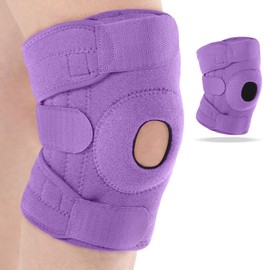 Foilswirl 1 Pcs Kids Knee Brace with Side Stabilizers Patella Gel Pads Adjustable Straps Youth Child Knee Brace Support for Meniscus Tear Sports, Meniscus Tear (Purple)