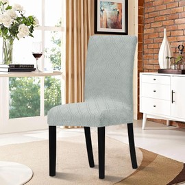 Lellen Dining Room Chair Covers Set of 6 - Strench Dining Chair Covers Stretch Dining Chair Slipcovers Kitchen Chair Slipcovers Cover for Chairs Dining Room Parsons Chair Covers Protector（Ligeh Grey）