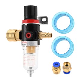 Aupoko 1/4 Inch Air Pressure Regulator - Moisture Filter Compressor Regulator with Pressure Gauge and Quick Couplings and Sealing Tape for Compressor and Air Equipment, Pneumatic Tool