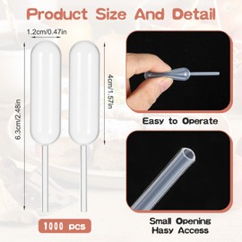 1000 Pcs Cupcake Pipettes Clear 4 ml Plastic Transfer Tubes Liquid Dropper Pipettes Small Disposable Dropper for Cupcakes Chocolate Dessert Ice Cream