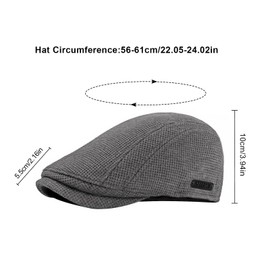 YAMEIZE Retro Style Flat Cap for - Men Women Adjustable Warm Newsboy Hat Lined Cabbie Ivy Cap Trendy Cotton Beret Peaky Flat Cap Driving