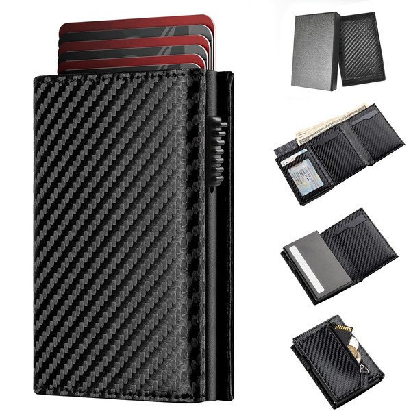 SlowTon Cartera para Hombre, Billetera Hombre de Cuero Genuino con