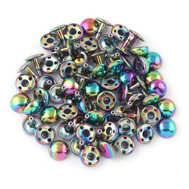 Remaches de cúpula de hongos de color mezclado, remaches tubulares de doble tapa de 10 mm, botón de metal redondo, remaches rápidos para bolsos, zapatos, cinturones, manualidades de piel (12 mm arco