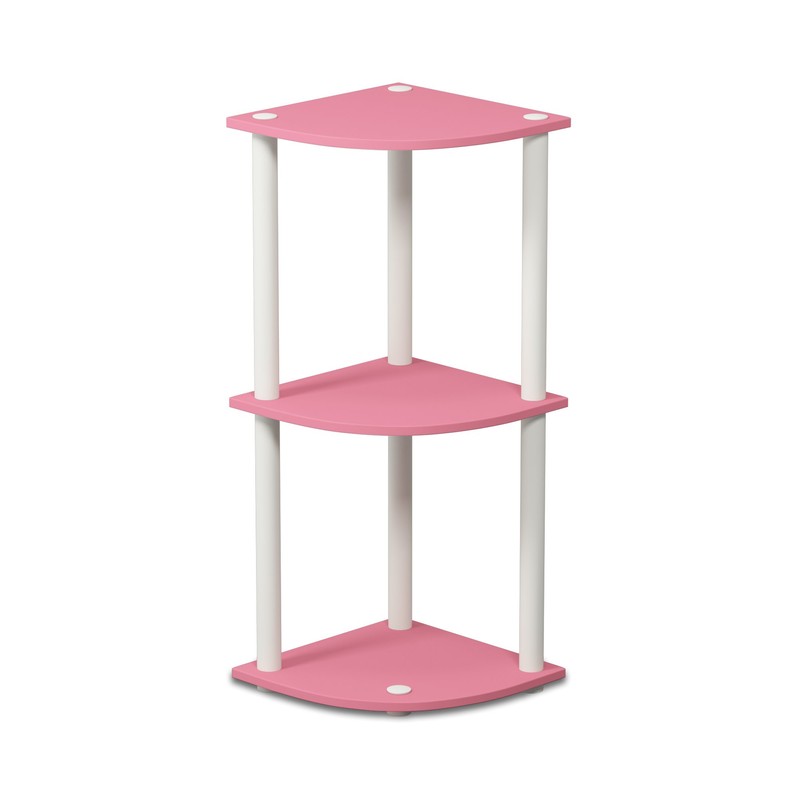Furinno TURN-N-TUBE Corner Shelf, 3-Tier Corner Bookshelf, Display Storage Shelves