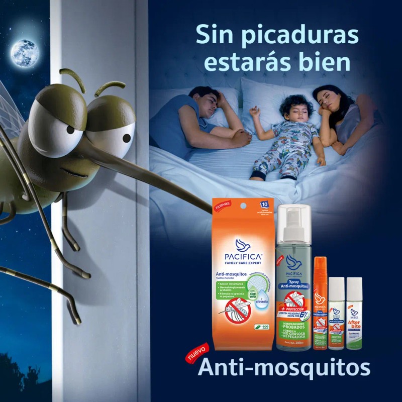 Repelente Toallitas Húmedas Pacifica Anti Mosquitos 120 Pzas
